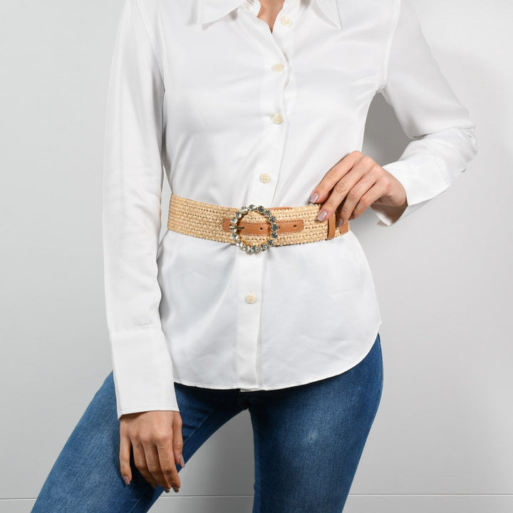 Jorge Bischoff Raffia Leather Waist Belt