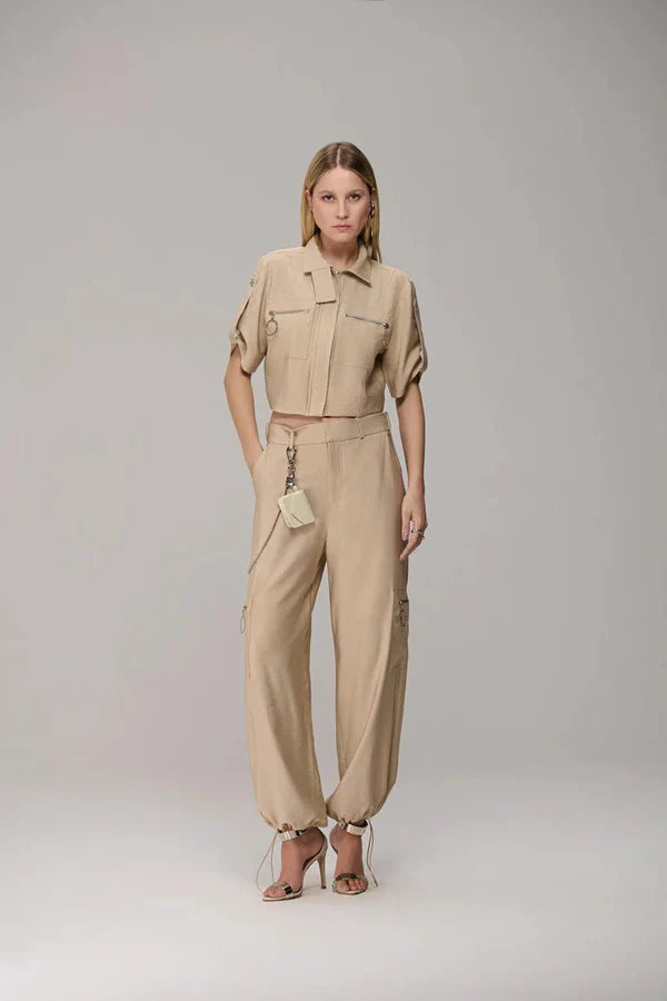 Conjunto Jaqueta Cropped+Calça Reta