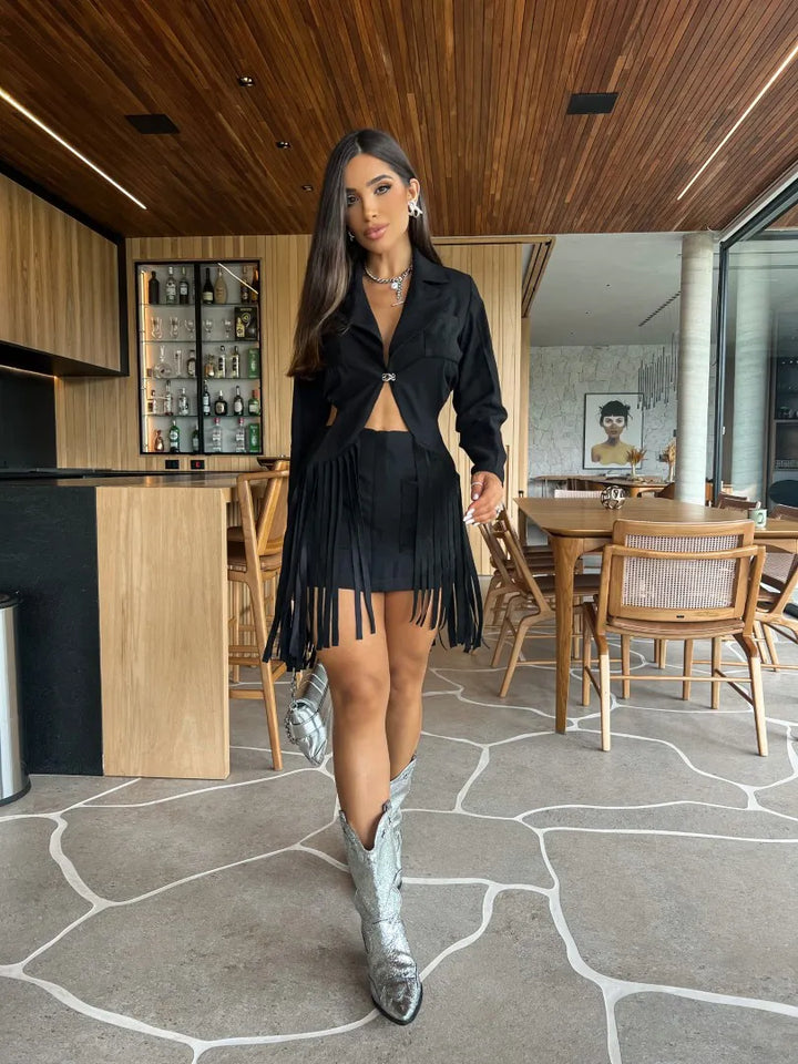 Short Skirt+Cropped Top Set