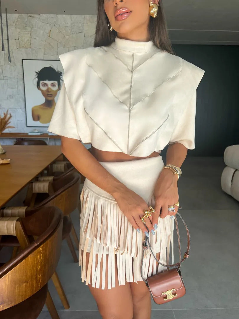 Fringe Skirt + Crop Top Set