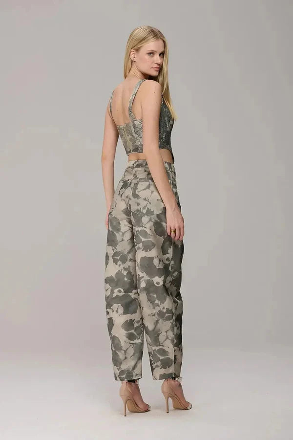 Corselet Cropped Camouflage Strass