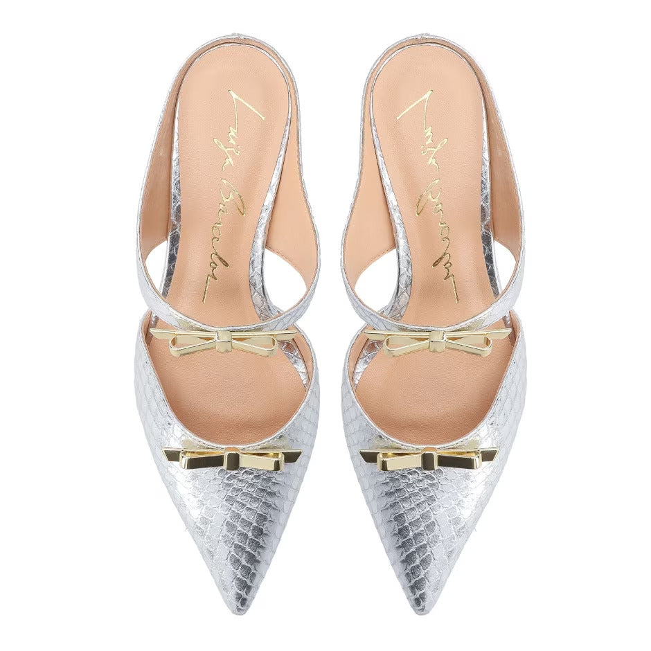 Metallic Leather Mule Pump