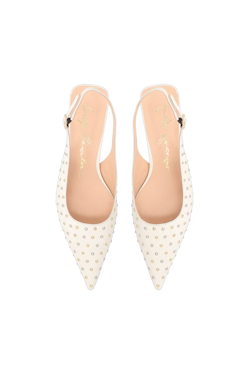 Slingback Leather Rivets Pumps