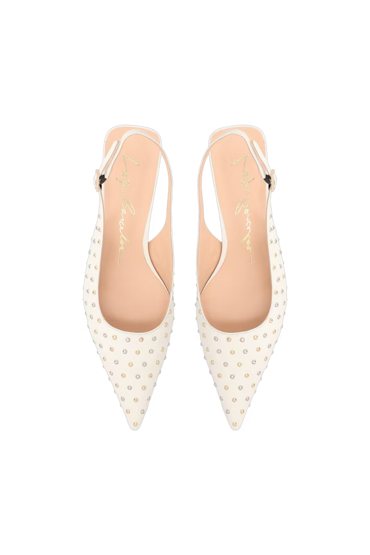 Slingback Leather Rivets Pumps