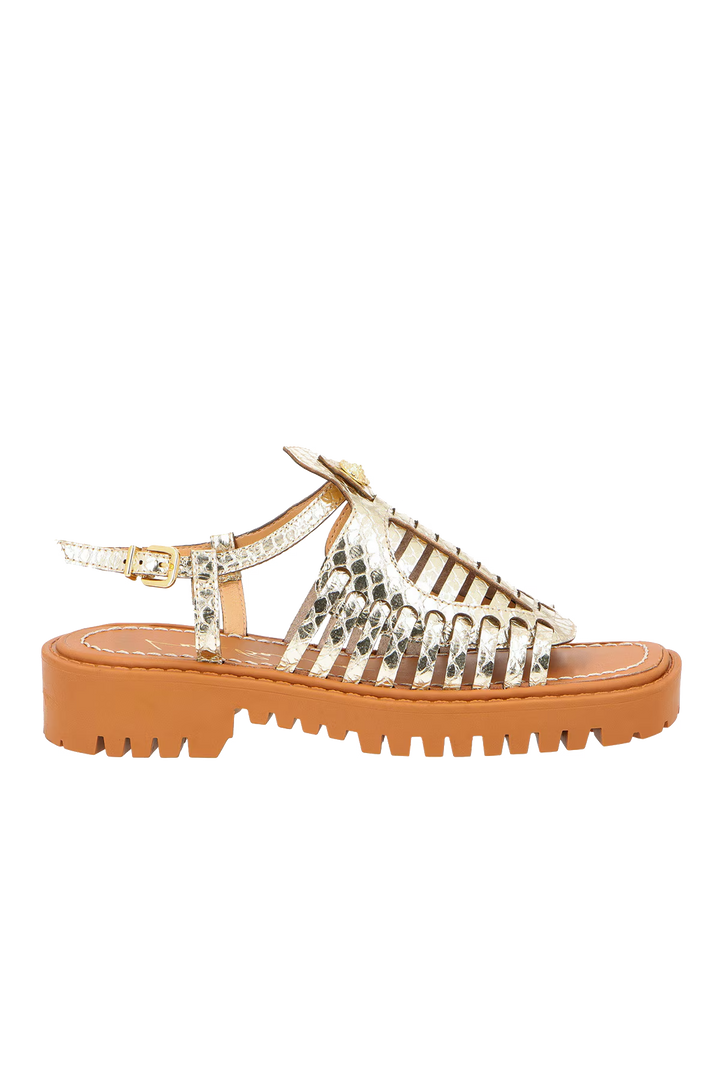 Metallic Leather Tractor Sandal