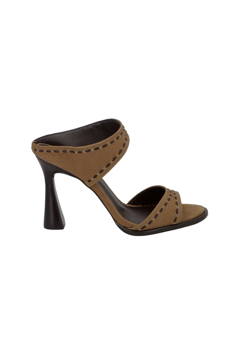 Leather Suede Flare Mule