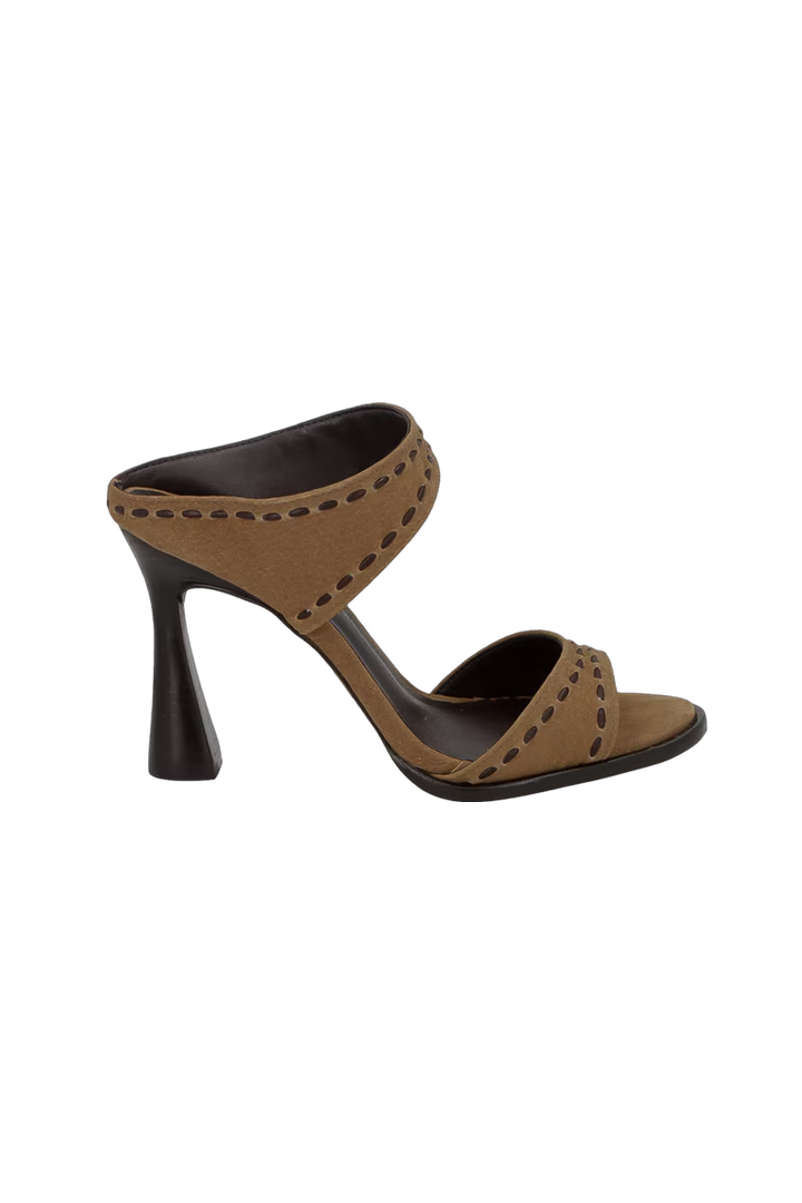 Leather Suede Flare Mule