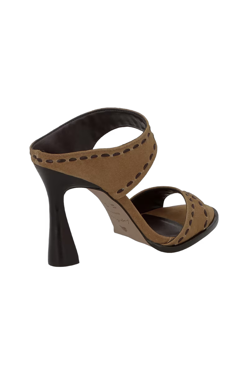 Leather Suede Flare Mule