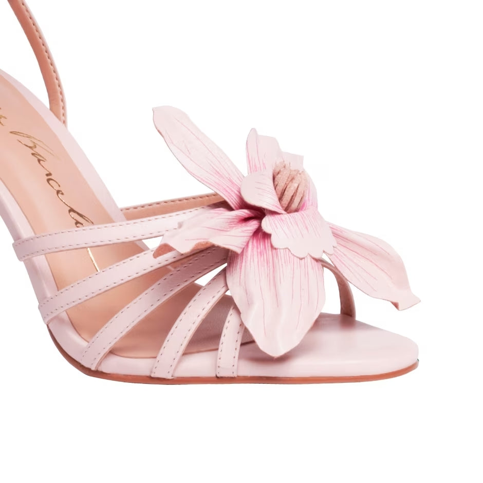 Luiza Barcelos Leather High Heel Maxi Flower Sandal