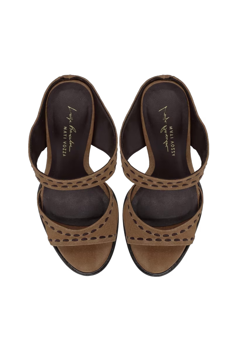 Leather Suede Flare Mule