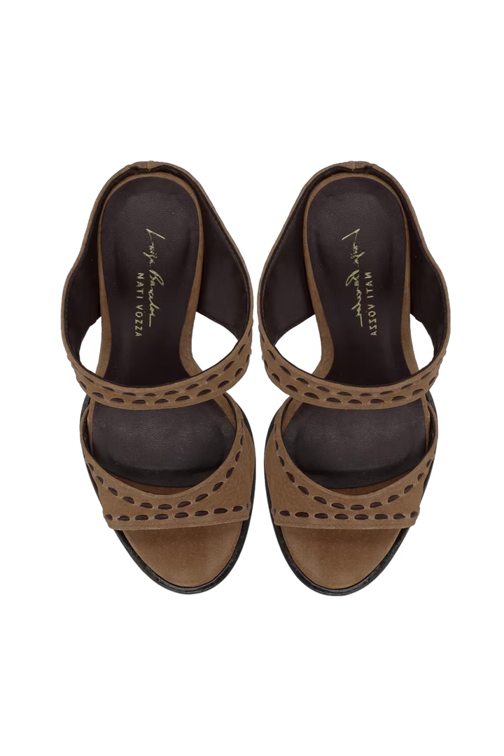 Leather Suede Flare Mule