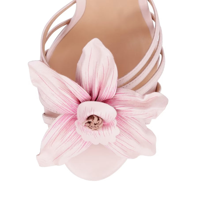 Luiza Barcelos Leather High Heel Maxi Flower Sandal