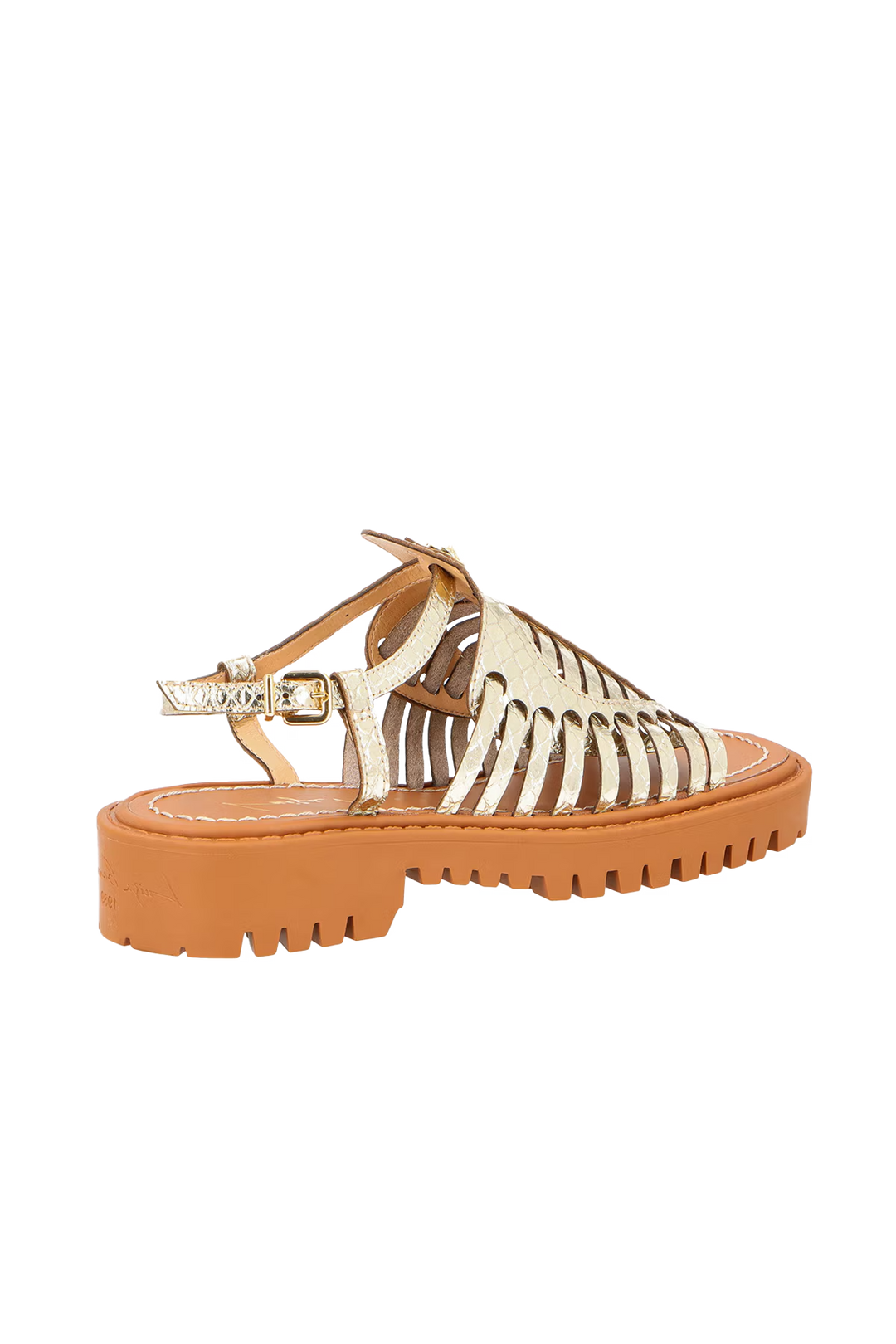 Metallic Leather Tractor Sandal