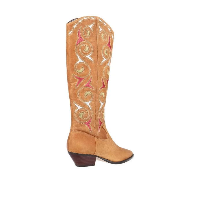 Western Boot with Embroidered Leather