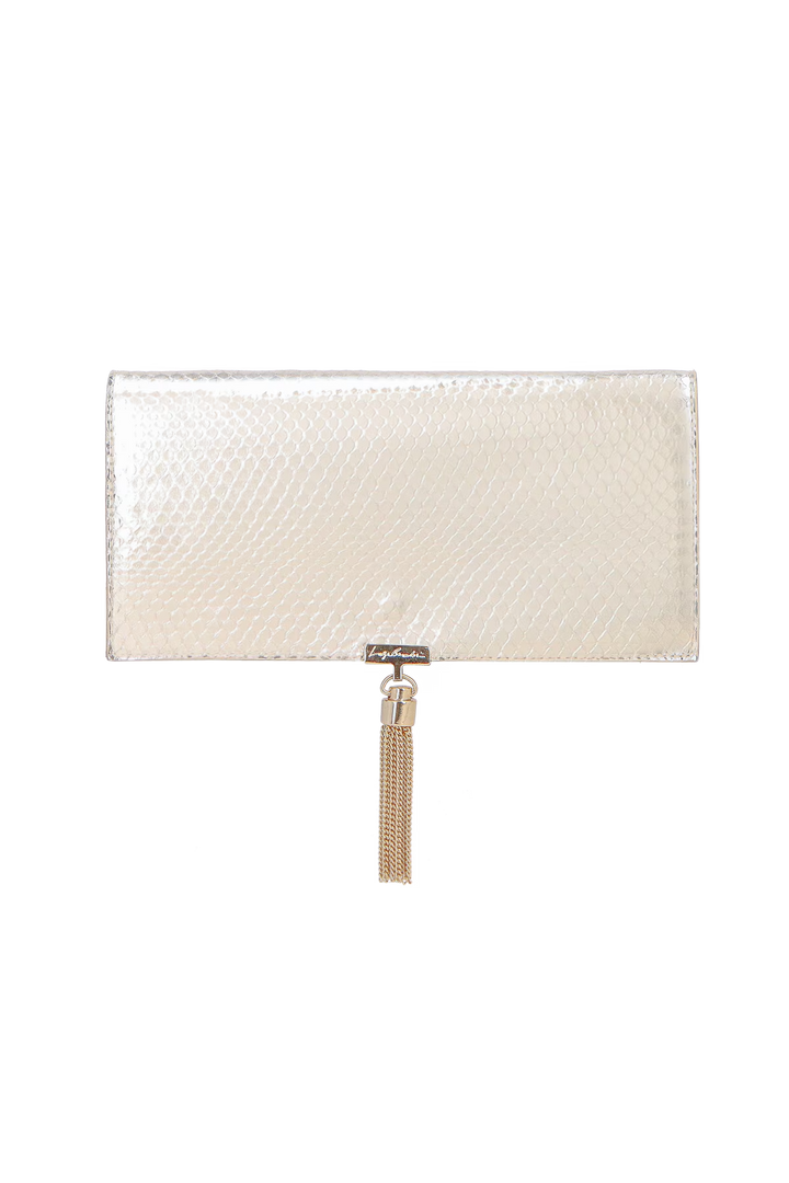 Metallic Snake Leather Clutch