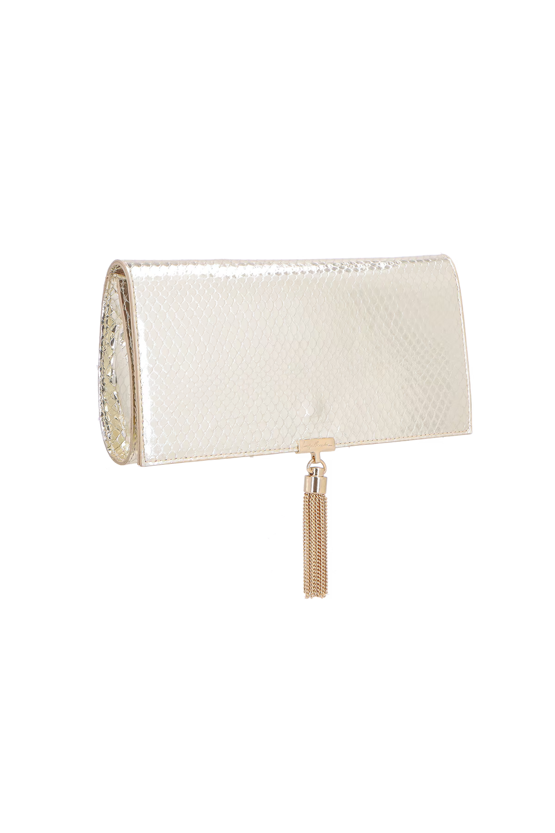 Metallic Snake Leather Clutch