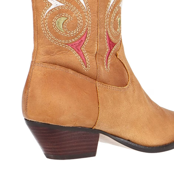 Western Boot with Embroidered Leather