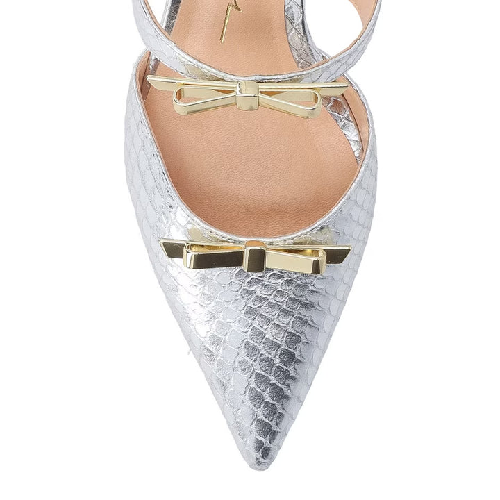 Metallic Leather Mule Pump