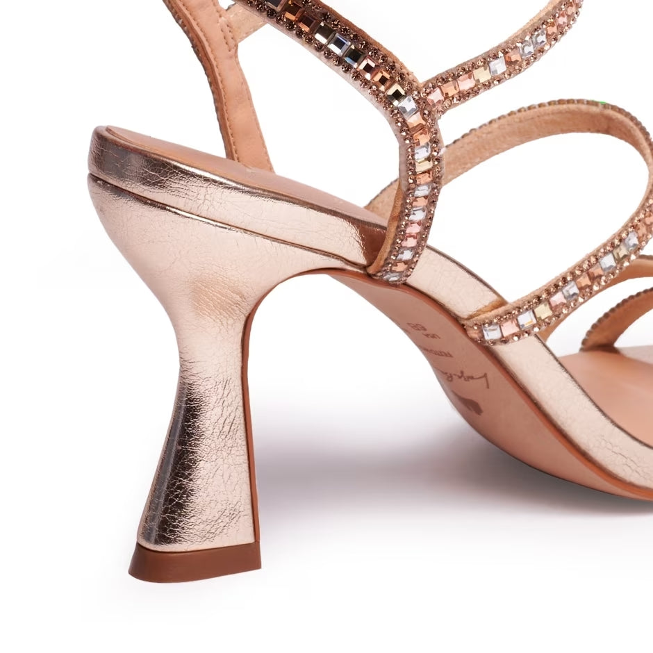 Mid-Heel Sandal with Crystal Straps