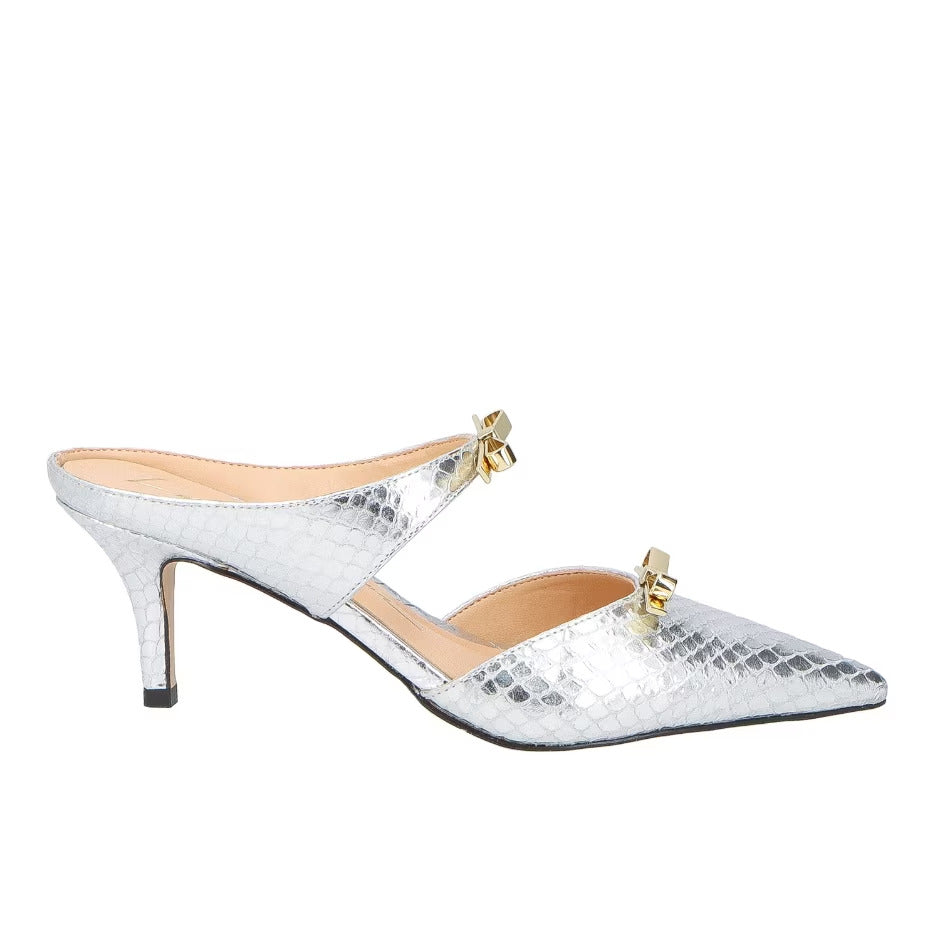Metallic Leather Mule Pump