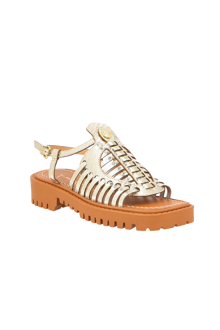 Metallic Leather Tractor Sandal