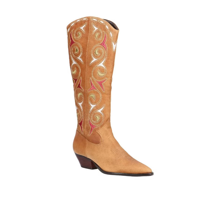 Western Boot with Embroidered Leather