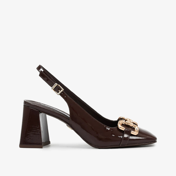 Scarpin Slingback Couro Verniz