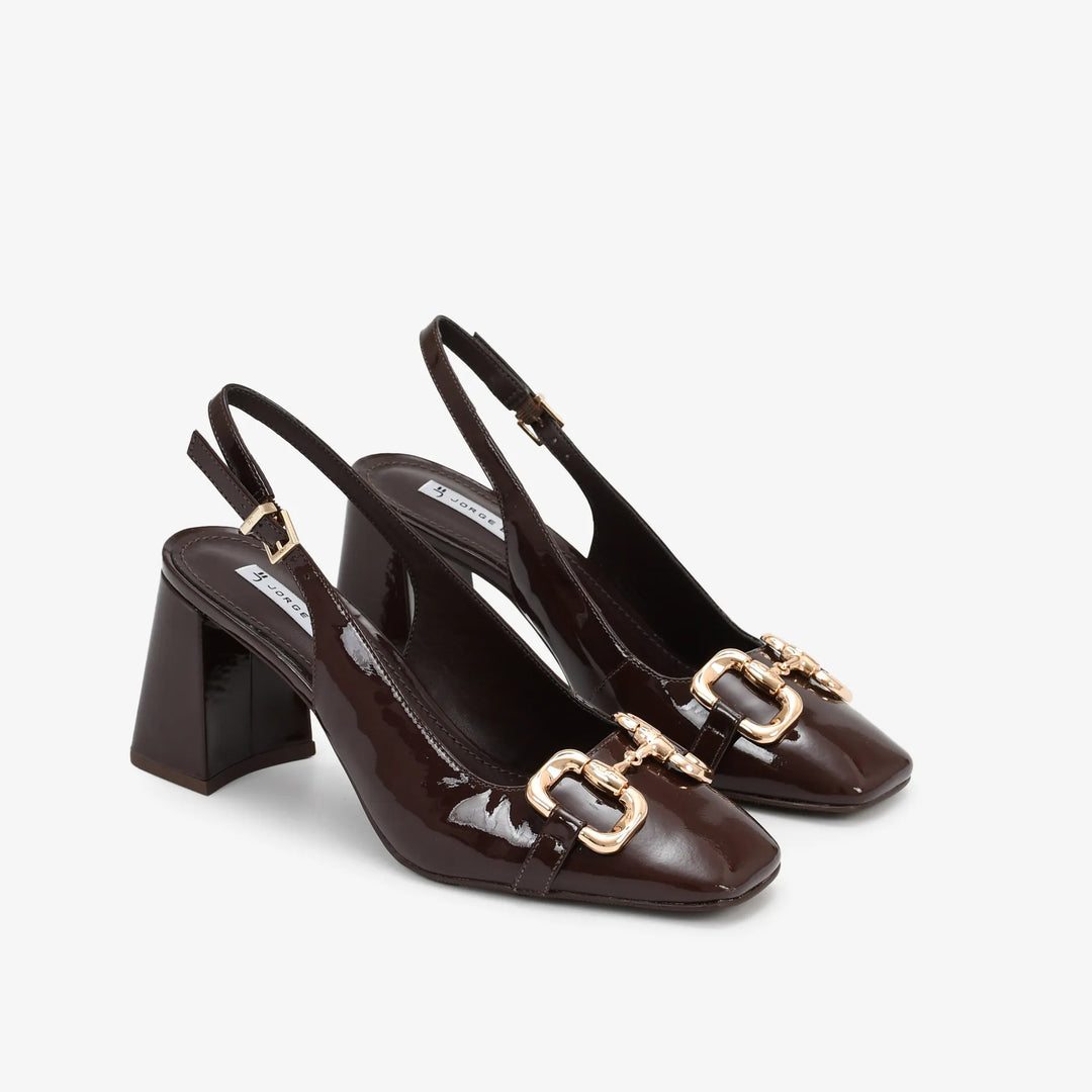 Scarpin Slingback Couro Verniz