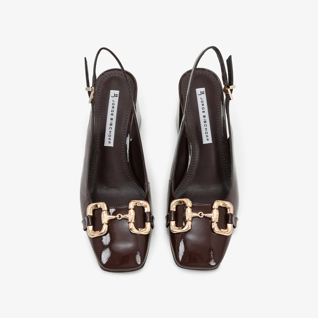 Scarpin Slingback Couro Verniz