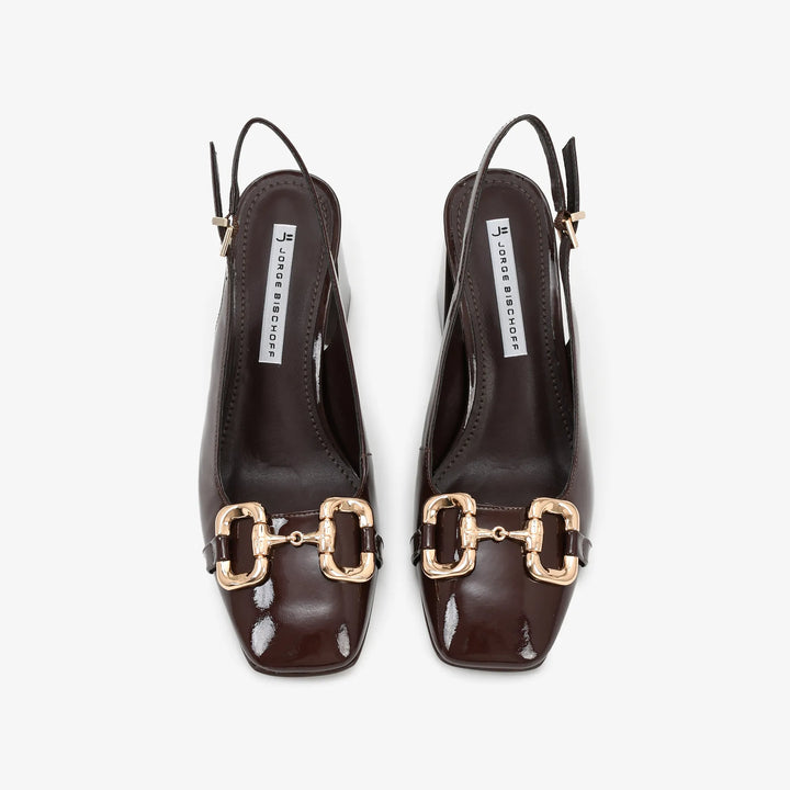 Scarpin Slingback Couro Verniz