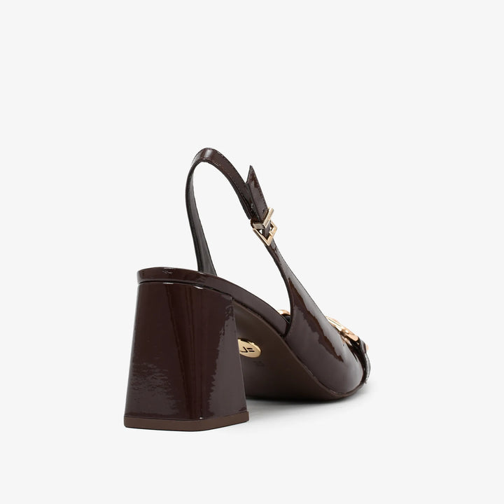 Scarpin Slingback Couro Verniz
