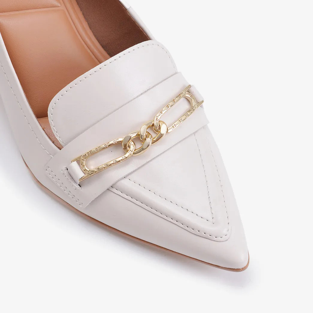 Scarpin Couro Salto Bloco