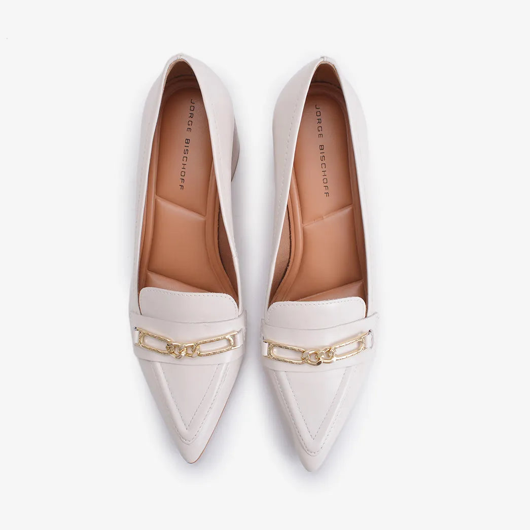 Scarpin Couro Salto Bloco