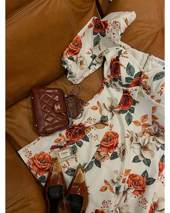 Short Floral Godet Dress