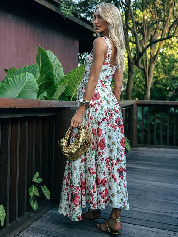 Floral Guipure Lace Midi Dress