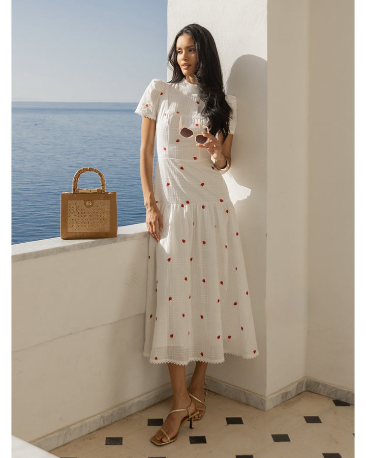 Strawberry Garden Midi Dress