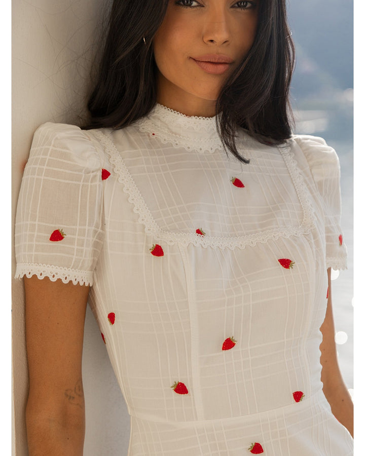 Strawberry Garden Midi Dress