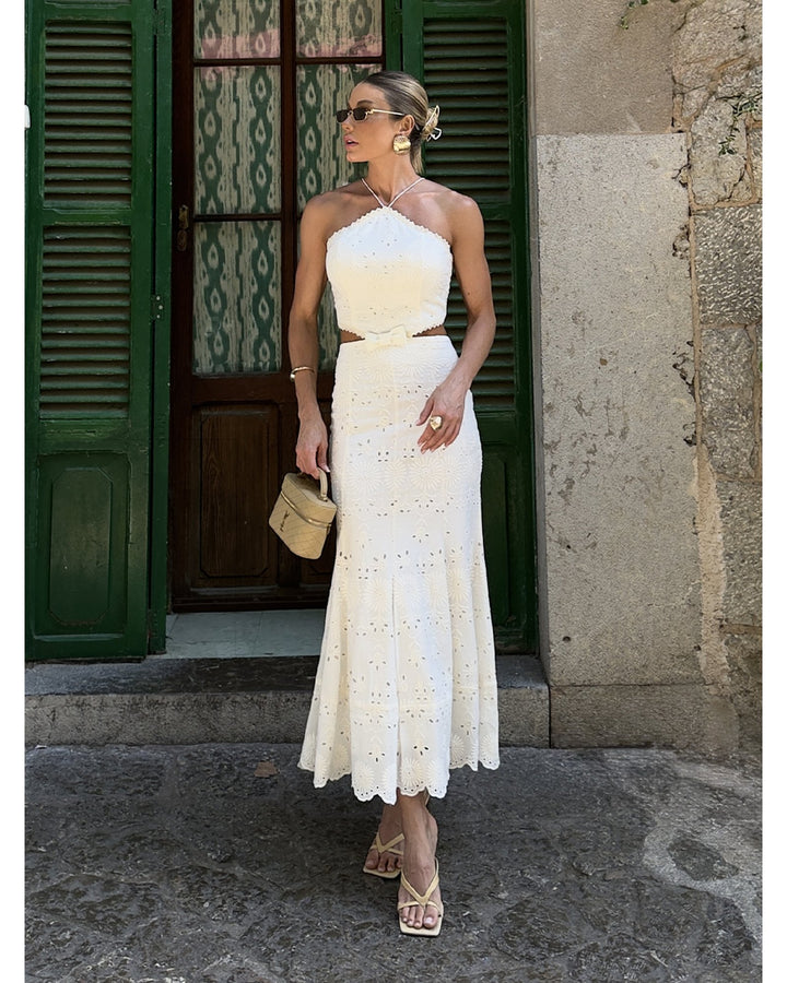 One Shoulder Laise Midi Dress