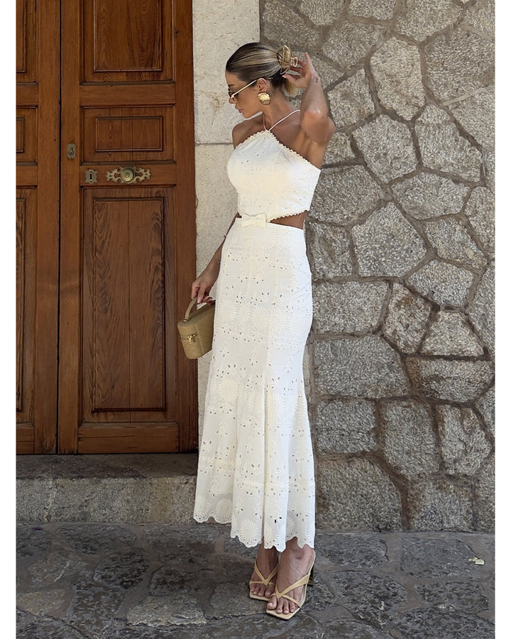 One Shoulder Laise Midi Dress