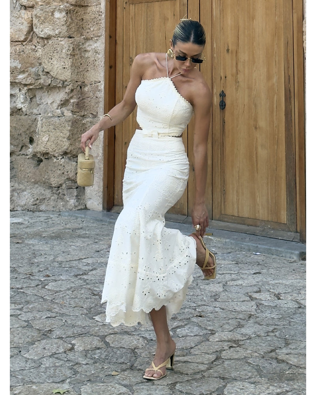One Shoulder Laise Midi Dress