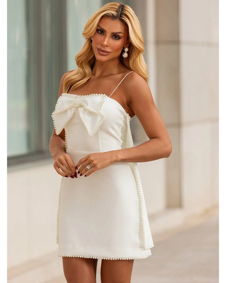 Short Tailored Dress with Pearls