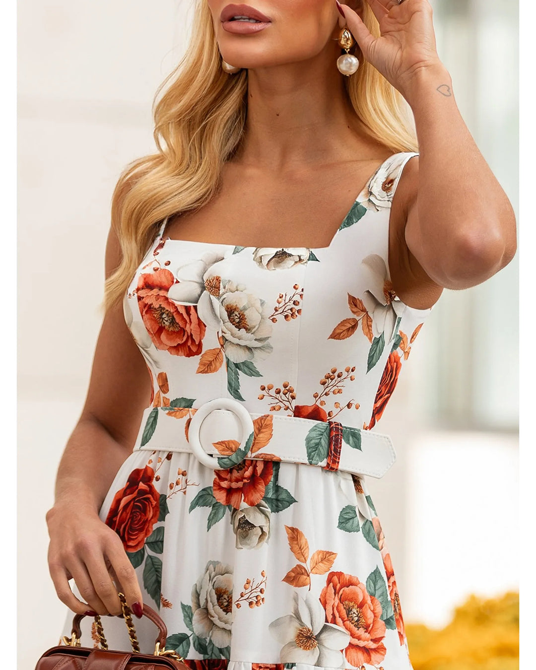 Floral Ruched Midi Dress