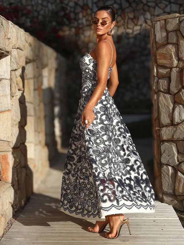 Guipure Lace Midi Dress