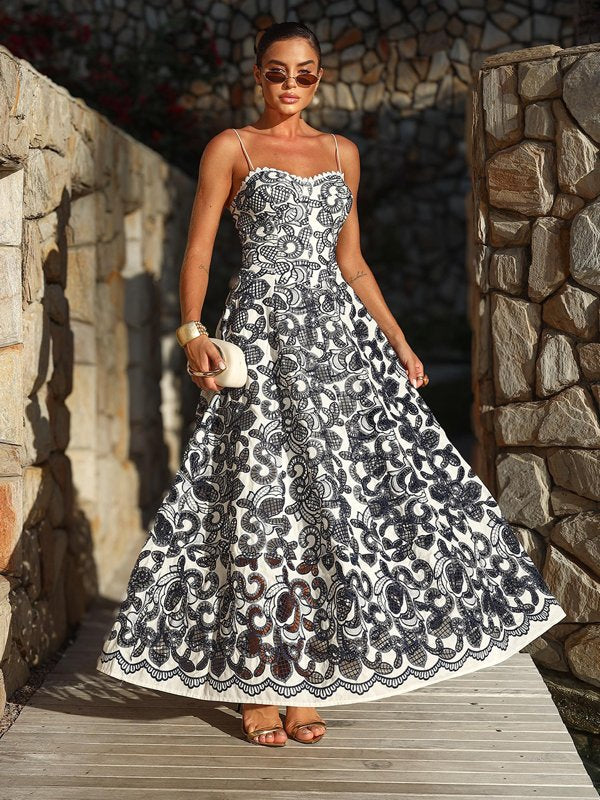Guipure Lace Midi Dress