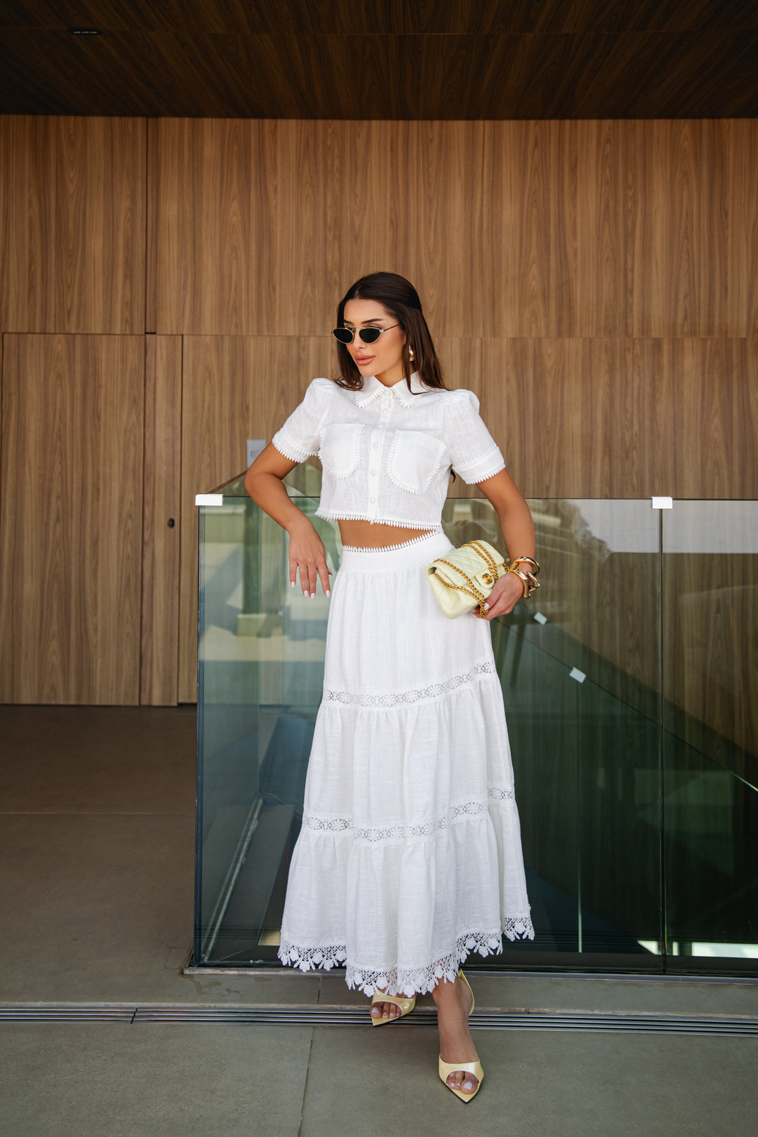 Shirt+Midi Skirt Set