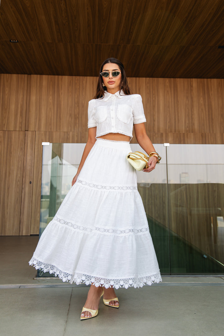 Shirt+Midi Skirt Set