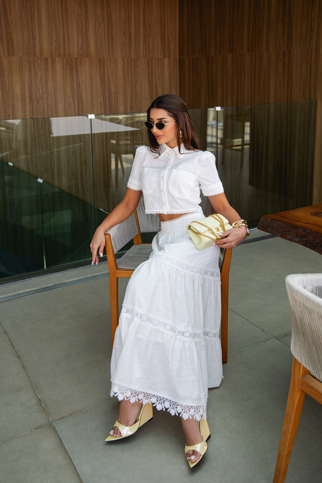Shirt+Midi Skirt Set