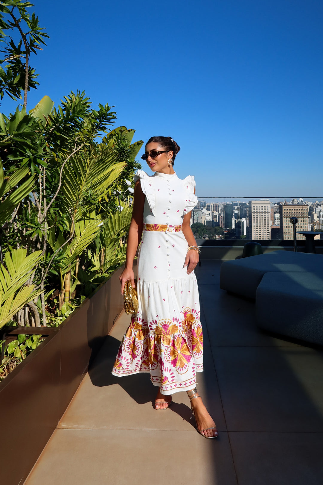 Embroidered Laise Midi Dress