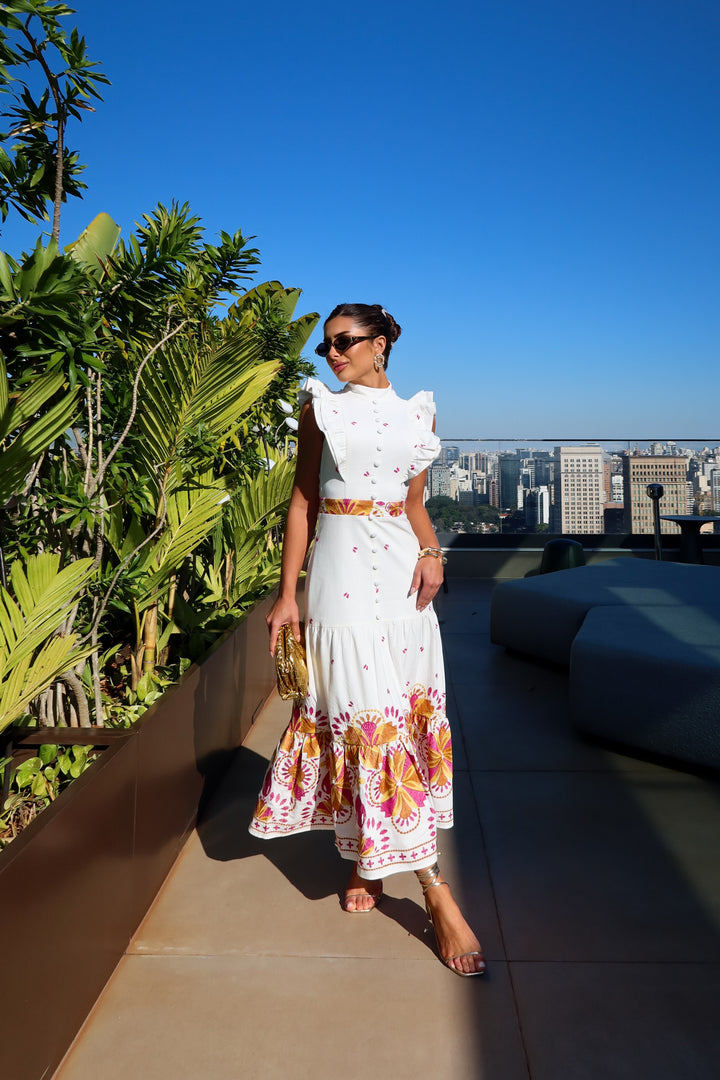 Embroidered Laise Midi Dress