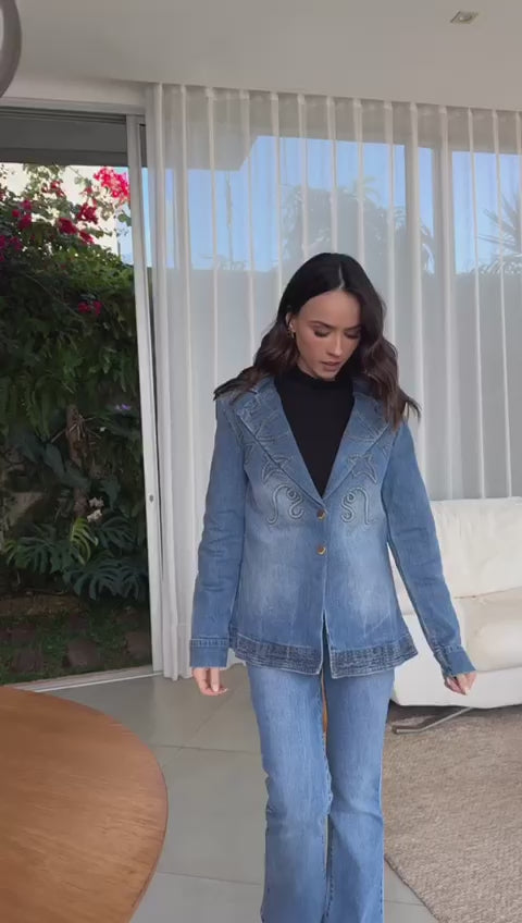 Razzo Embroidered Denim Blazer